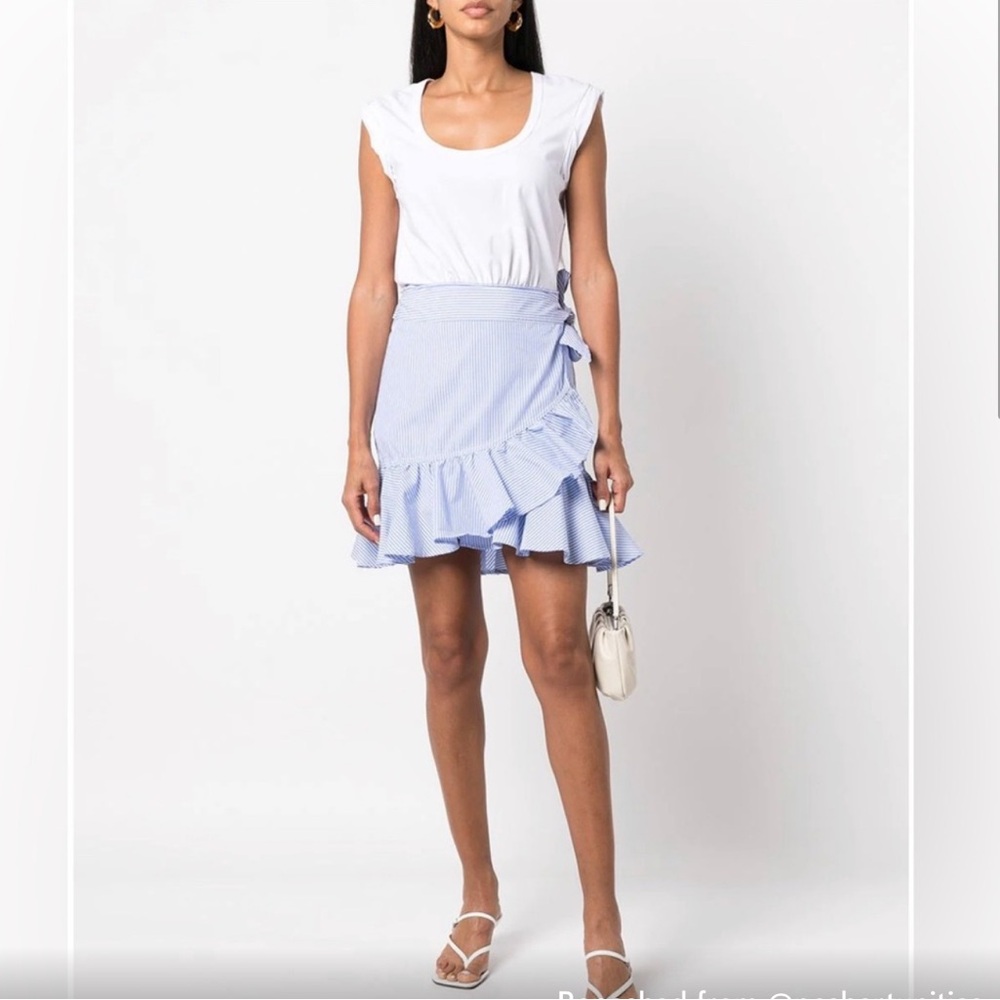 VERONICA BEARD Addyson Striped Wrap Dress Blue & White Size Small